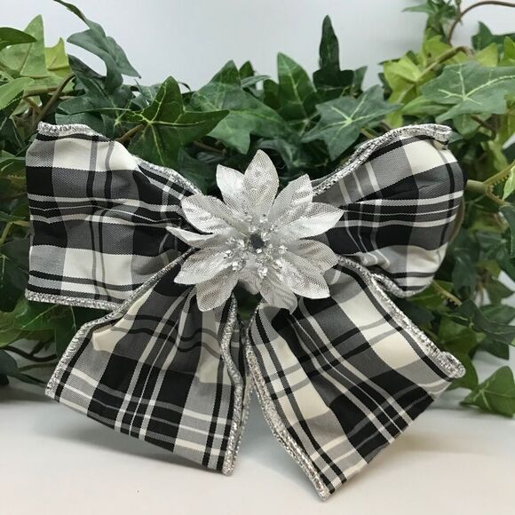 Bow Hair Barrette Watch Plaid Black White Hair Accessory main image 16